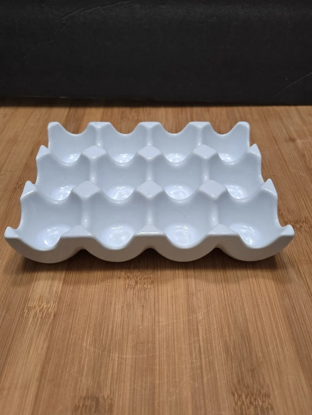 Large White Ceramic Egg Crate  12 Tray Holder Easter Egg Tray multipurpose